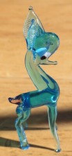 (1016) Retro Blue Glass Reindeer deer Ornament Free P&P in UK