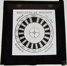 Glass Magic lantern slide of A MONACO ROULETTE TABLE C1900 GAMBLING