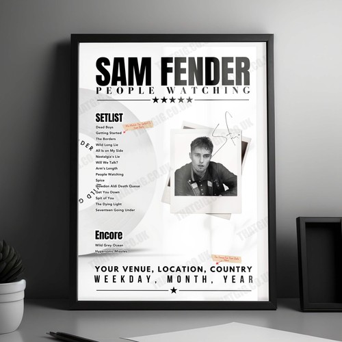 Sam fender setlist poster - fender,