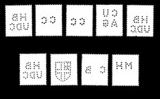 GB QEII Pre-decimal Machins with various perfins - used