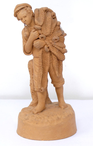 Terracotta fisherman figurine - terracotta,