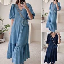 UK Women Summer V Neck Denim