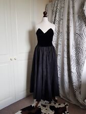 Vintage Gothic Dress Black Ball Gown 1980s Prom Velvet Taffeta 80s Goth Size 10