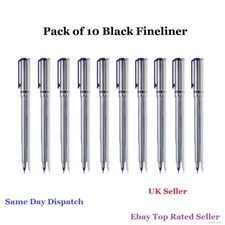 10 Black Fineliner Pens Set