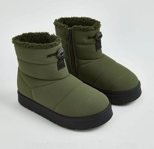 ?NEW?George Asda  Borg Lined Quilted Snow Winter Boots UK 11 EU 29 Khaki color