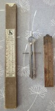 Vintage Reeves Card Scales Rabone 2ft Wooden Rule and Drafting Compass