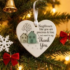 Heart-Shaped Sea Glass Thank You Neighbor Christmas Ornaments 2025 Hanging