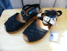 MOHEDA BLACK BETTY CLOGS SANDALS SIZE 37 4 SWEDISH STRAPPY SUEDE WOODEN SOLE