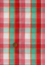 100% Cotton Fabric Madras Tartan Red Turquoise Orange White Patchwork Craft