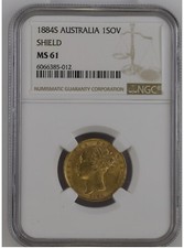 1884 Sidney  Australia Gold Sovereign NGC MS 61 Shield Back