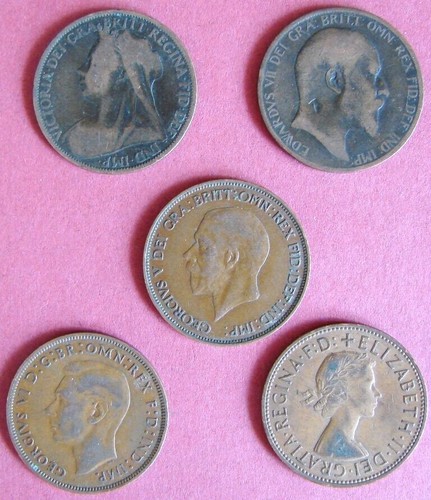 Britain old pennies one - 5,
