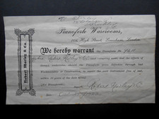 Robert Morley & Co Piano Makers 108 High Street Lewisham 1928 Billhead Warranty