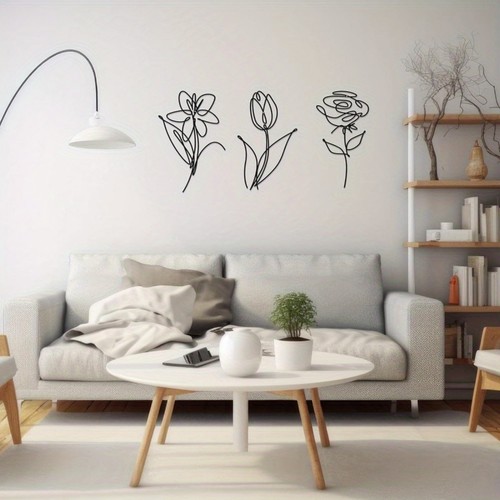 3pcs flower metal wall art - metal,