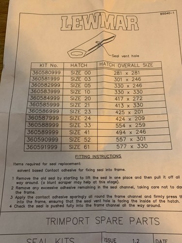 Lewmar 360580999 tp seal - 360580999,