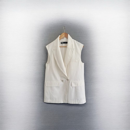 Zara white sleeveless blazer - white,