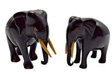 2 Ebony Elephant Figurines