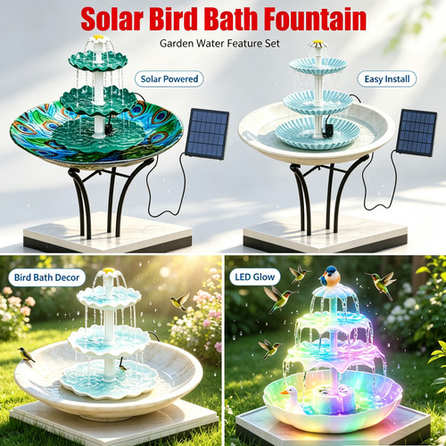 Solar bird bath fountain - solar,