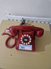Classic Wild & Wolf 302 Desk Telephone Red (Retro Dial Phone Bell Reproduction)
