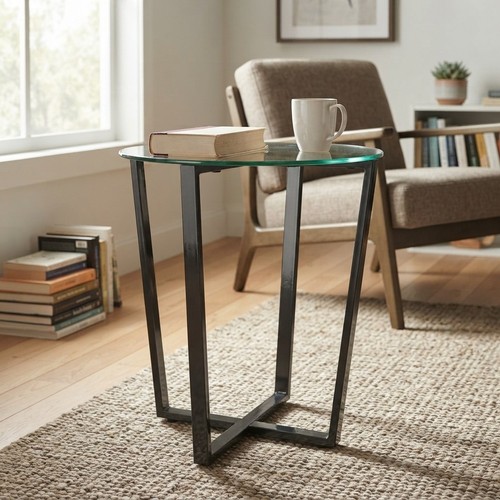Contemporary round glass side - contemporary,