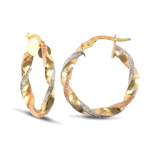 Creole earrings 9ct gold - 3, tri