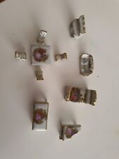 Vintage Limoges France Porcelain Miniature Furniture Chairs Table Piano 