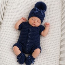 Hand knitted 0-3 months romper