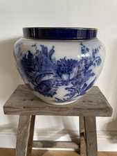 Doulton Burslem Blue & White Large Planter Jardinaire Victorian 