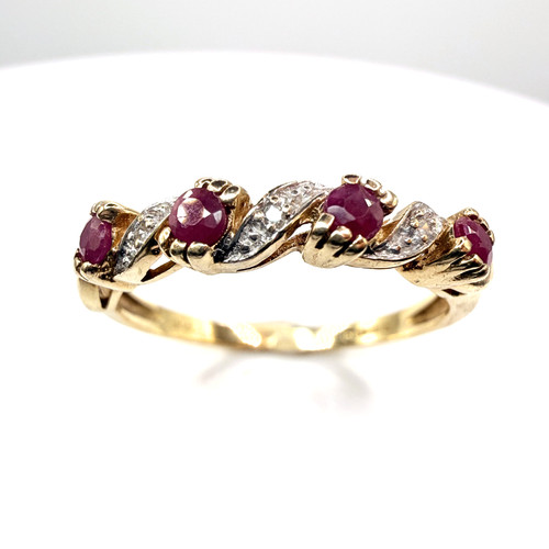 9ct gold ruby diamond half - diamond,
