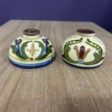 Torquay Ware Pottery Inkwell 1920s Rare Vintage Scandy Art Nouveau Motto X2