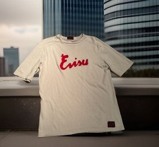 Evisu Vintage Y2K Khaki/Taupe Embroidered Logo Cotton T-Shirt Size: L