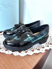 Black Patent & Green Plaid Loafer Shoes Size 5
