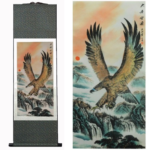 Large eagle painting silk - painting,