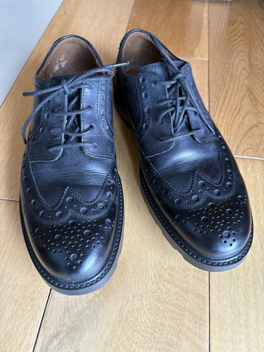 Black leather brogue - black,