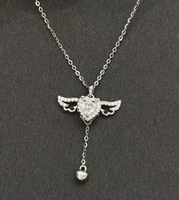 925 Sterling Silver Angel Wing Heart Pendant Necklace Women Jewellery Gift UK