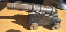 Vintage Steel Model Ships Cannon Naval gun   19cm long   x  9.5cm high