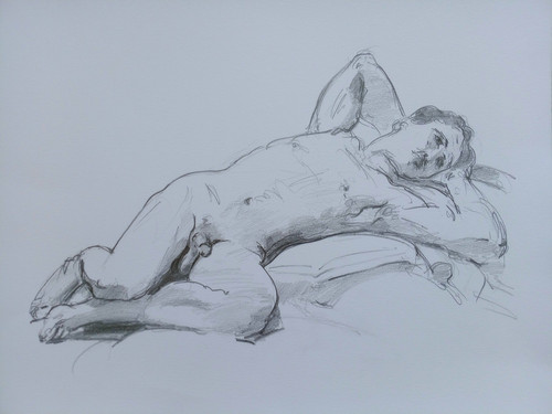 Pencil drawing male nude - pencil, after