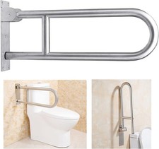 60CM Folding Hinged Bathroom Safety Steel Rail Grab Bar Support Drop Down
