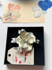 Vintage silver tone enamel - silver,