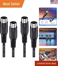 2-Pack 6 Feet Black MIDI Cable