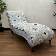 Antique Chaise Longue/ Day Bed with patchwork quilted upholstery