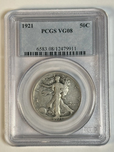1921 walking liberty half - p,