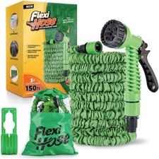 Flexi Hose 150FT Expandable Garden Hose Heavy Duty with Spray Nozzle Green 45m