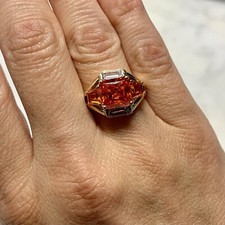 Bettie Davis Sunset Sapphire Ring Lab Created Reproduction 925 Size 6