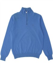 MARINA YACHTING Womens Zip Neck Jumper Sweater UK 16 Large Blue Wool CC24