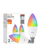 LUTW Smart Light Bulb E14, 5W 470LM C37 Alexa Light Bulbs E14, Color Changing L