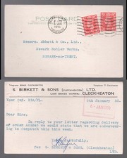 1950 KGVI HECKMONDWIKE, Yorkshire. S Birkett & Sons Ltd. 2 X 1d Postcard