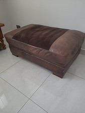 Barker And StonehouseLarge Footstool In Brown Suede And Leather