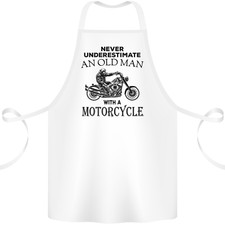 Old Man With a Motorcycle Biker Motorcycle Cotton Apron 100% Organic