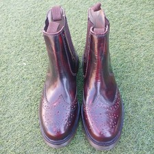 MENS GRAFTERS BURGUNDY BROGUE CHELSEA  LEATHER  BOOTS UK SIZE 7 GOOD CONDITION 