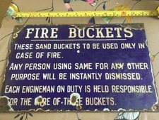 Blue enamel FIRE BUCKETS sign